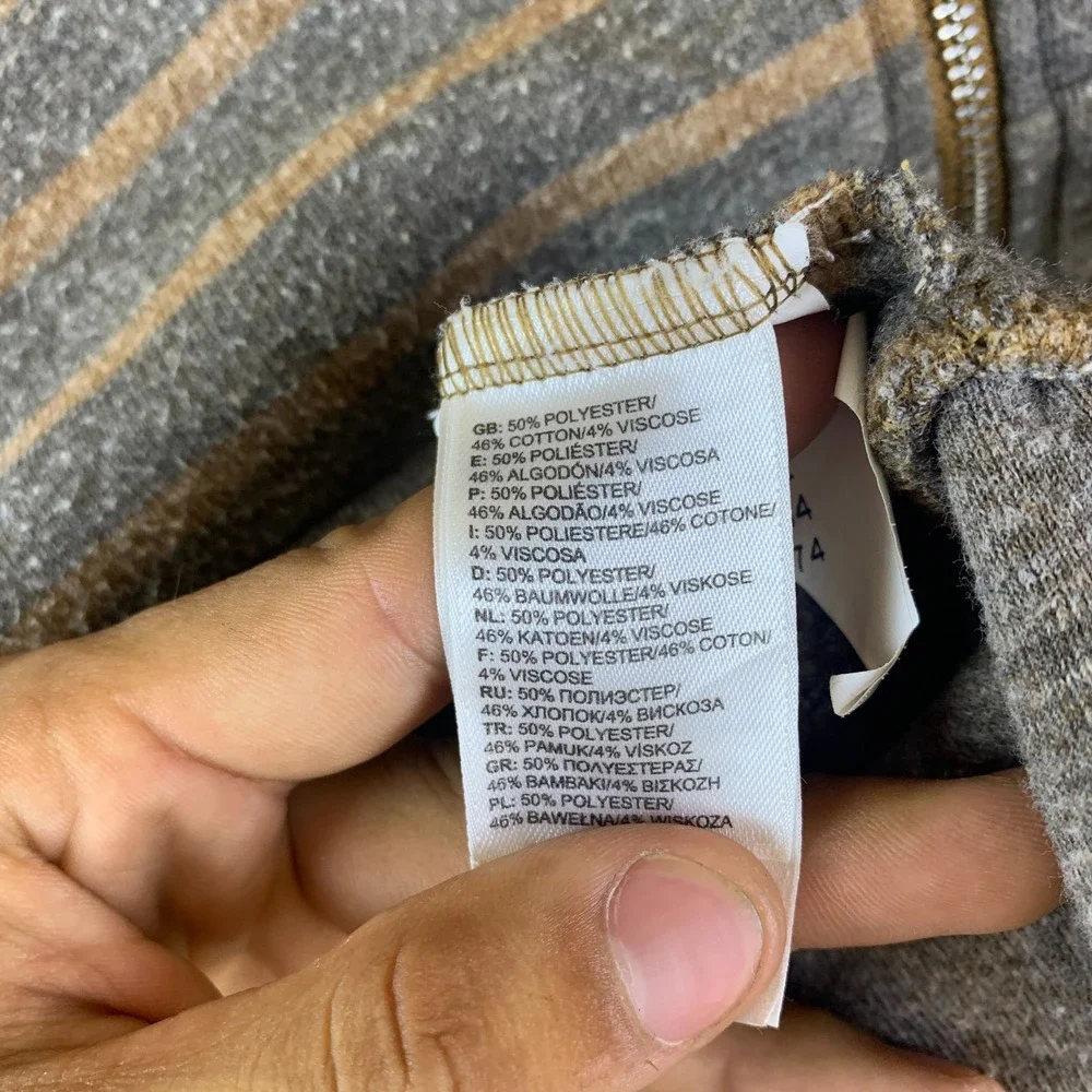 The North Face Hoodie Mens Large Gray Brown Striped Full Zip Good Outdoor Pocket